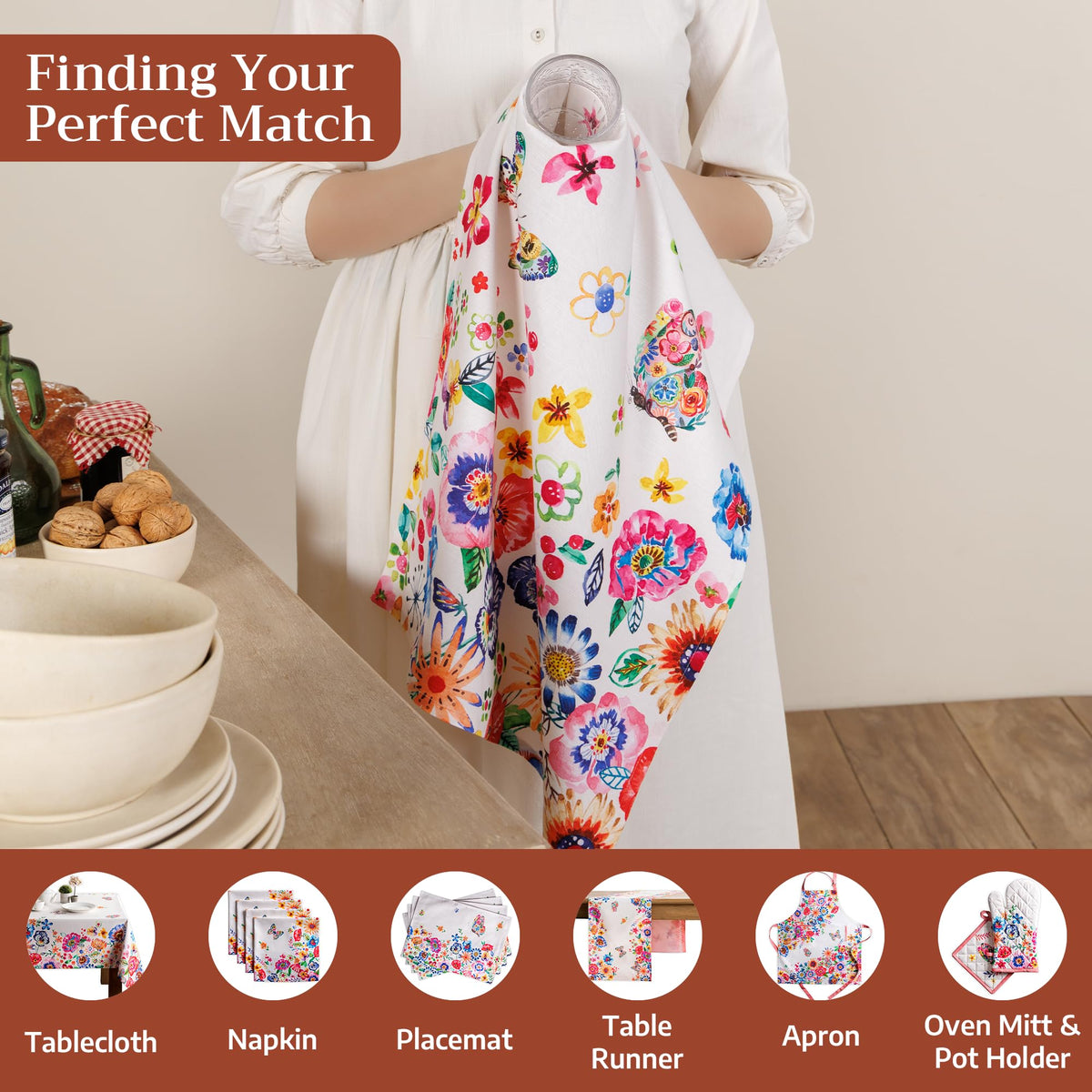 Happy Florals Kitchen Towels