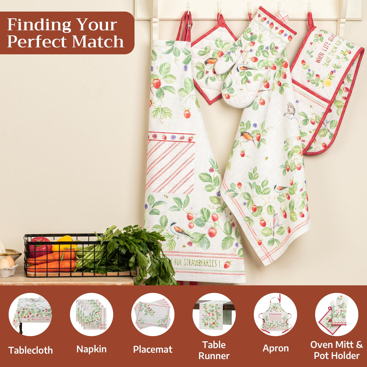 Strawberry days Kitchen Towels