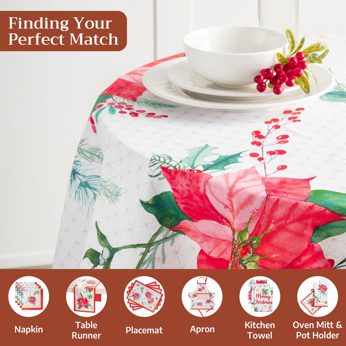 Poinsettia Christmas Tablecloths