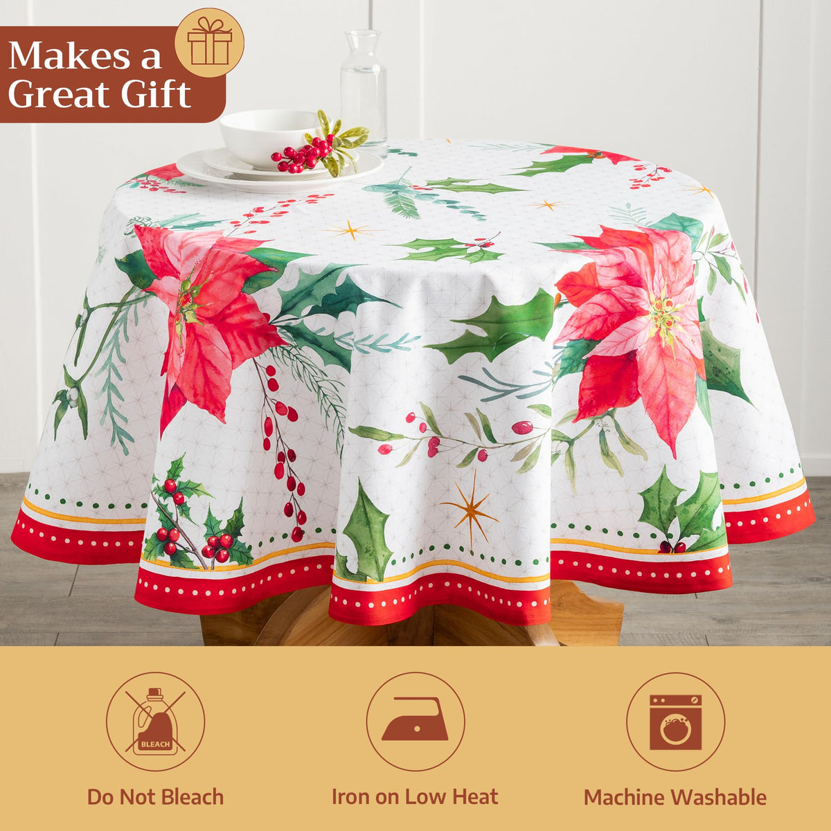 Poinsettia Christmas Tablecloths
