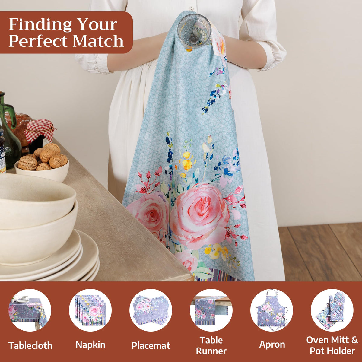 Sweet Rose Lavender Kitchen Towels