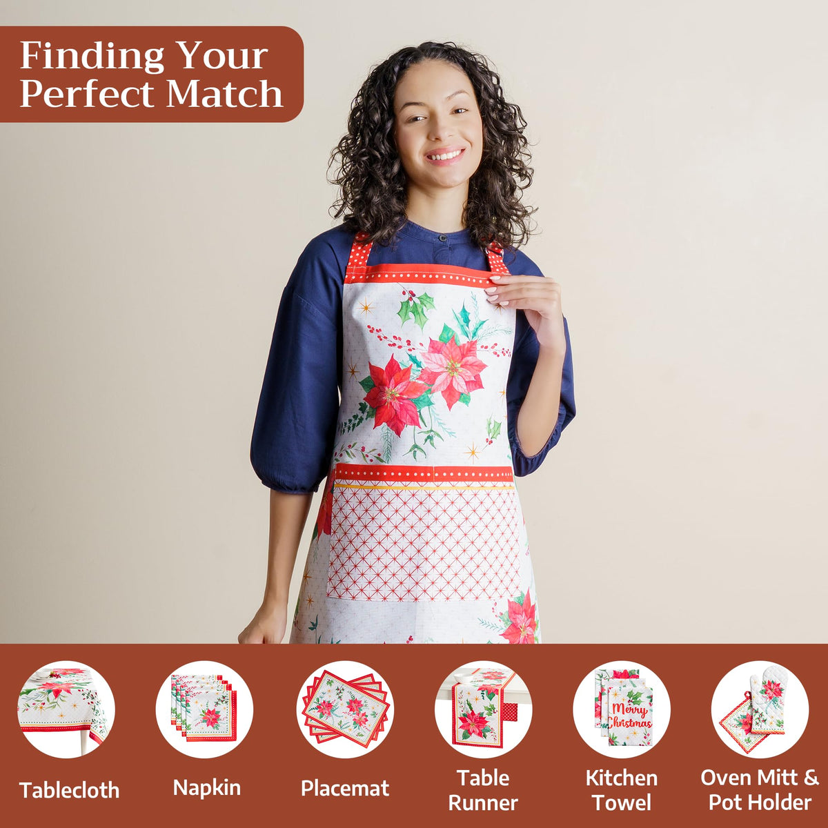 Poinsettia Christmas Apron