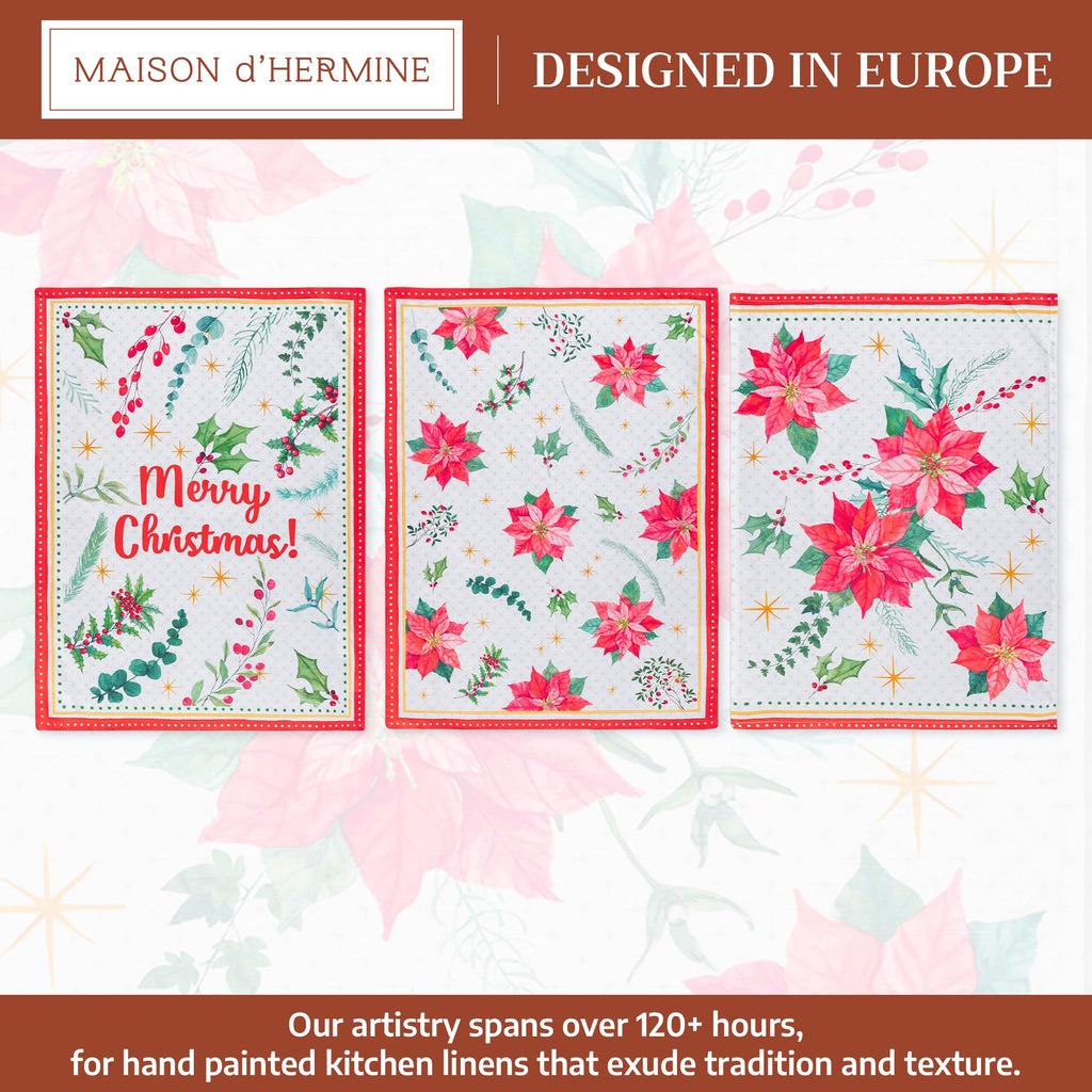 Poinsettia Christmas Kitchen Towels