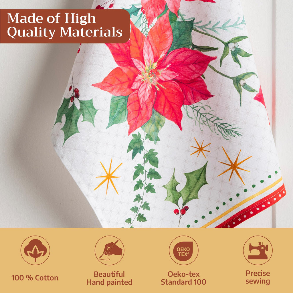 Poinsettia Christmas Kitchen Towels