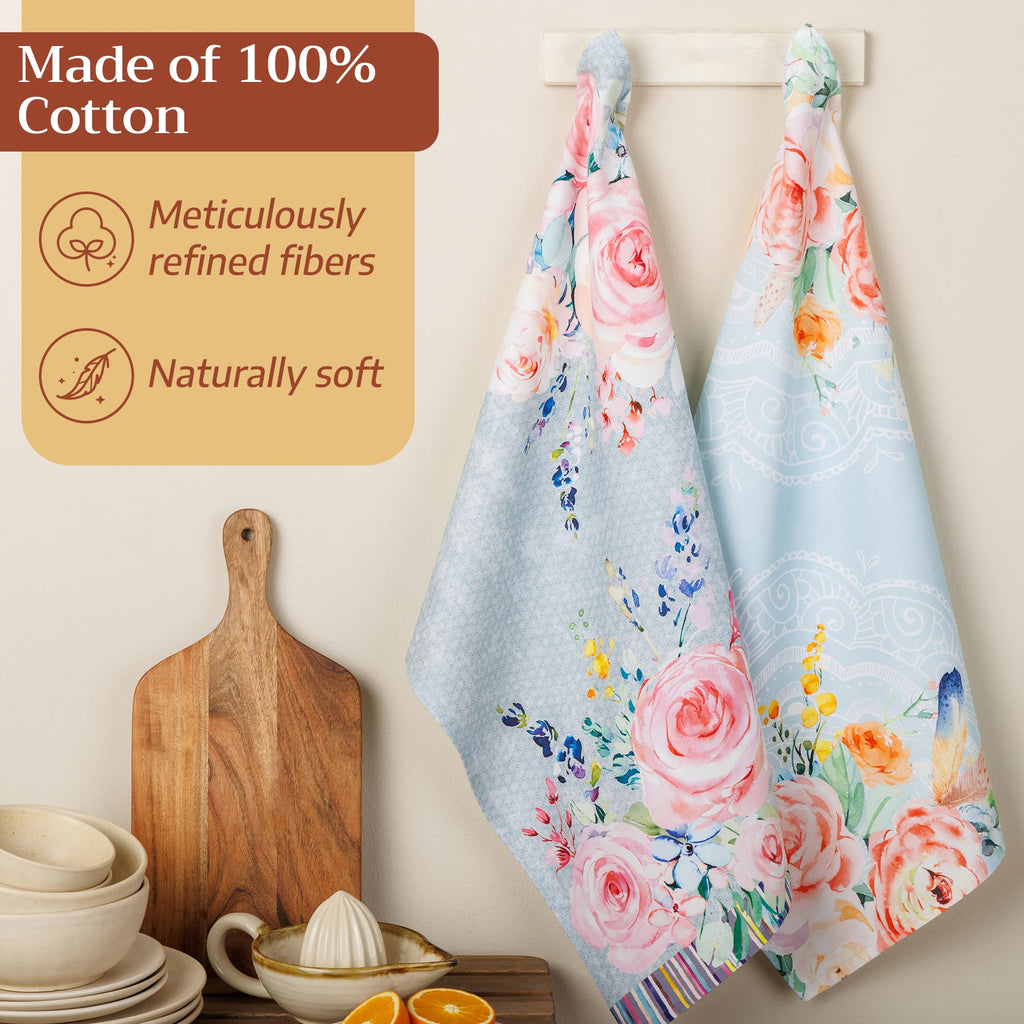 Blue Blossom Kitchen Towels