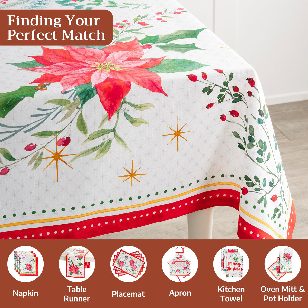 Poinsettia Christmas Tablecloths