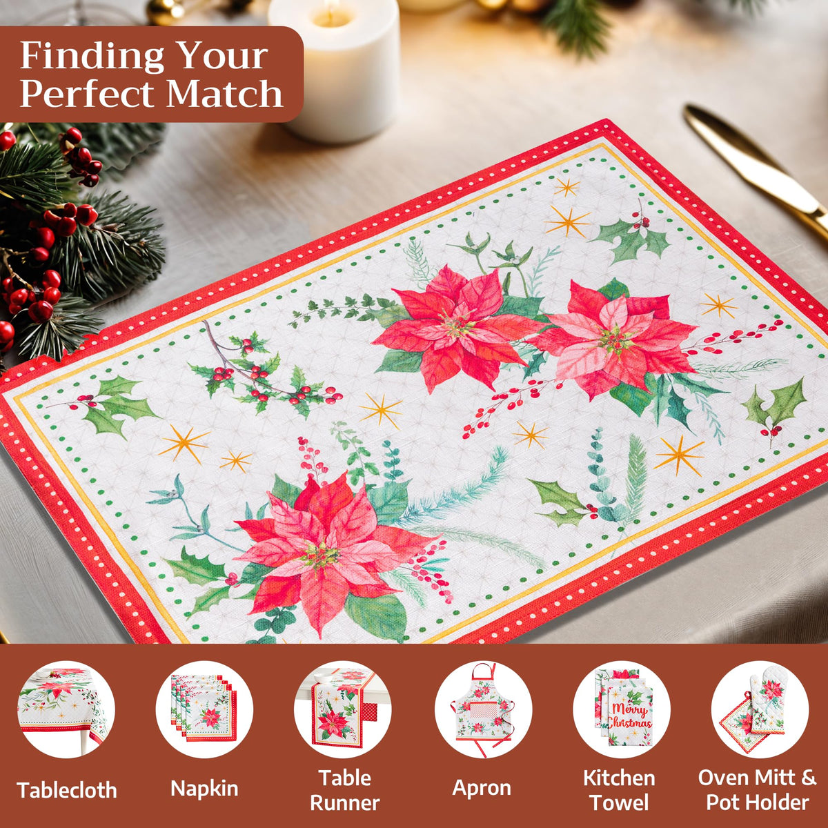 Poinsettia Christmas Placemats